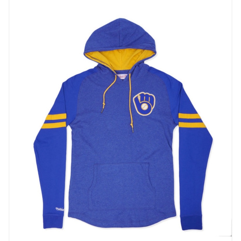 MITCHELL AND NESS BREWERS LIGHTWEIGHT 2.0 HOODIE NWT
